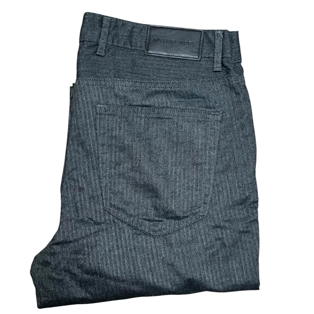 Michael Kors Men's Herringbone Dark Gray‎ Parker Slim Fit Pants Size 32x30